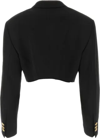 Palm Angels Double-Breasted Cropped Blazer - Black