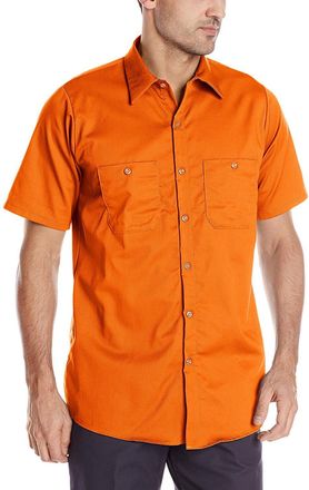 Red Kap Mens Enhanced Visibility Cotton Work Shirt - - XL Orange