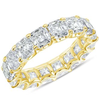 Pompeii3 10 1/2 Ct Asscher Cut Moissanite Eternity Ring Wedding Band 10k Gold