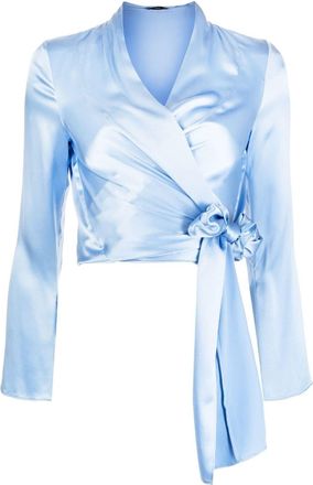 VOZ silk wrap blouse - women - Silk - M - Blue