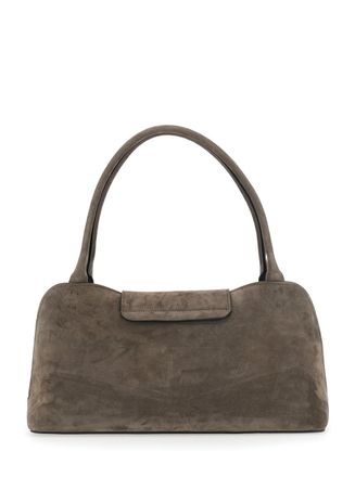 Versace Womens Shoulder Bag Vivian East West Brown Suede Lamb