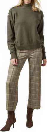 Lyss&eacute; Adelaide Button Trim Pullover Sweater In Mosswood