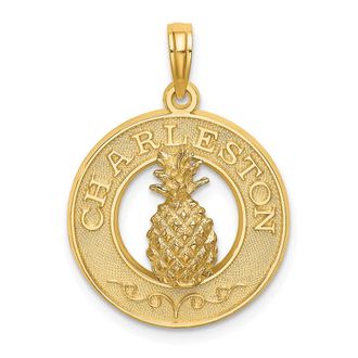 Diamond2Deal 14k Yellow Gold CHARLESTON Pineapple Charm Pendant