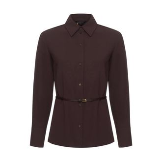 A|X Armani Exchange Cr&ecirc;pe overhemd met ceintuur - Dames - Blouses & Shirts - Bruin - Maat: L Zijde