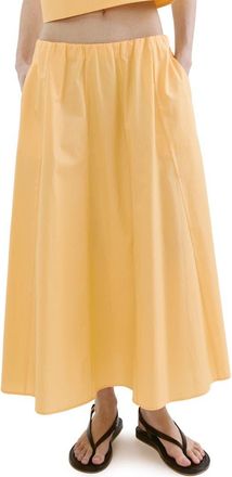Mango Flared Cotton Midi Skirt in Pastel Yellow at Nordstrom, Size Xx-Small