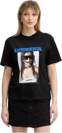 Patrizia Pepe Graphic Print T-shirt - Dames - T-shirts - Zwart - S - Katoen - Tops