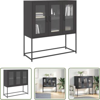 vidaXL Credenza nera - Credenza Nera 100,5x39x107 cm in Acciaio Laminato a Freddo