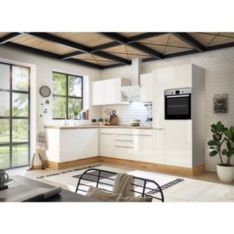 Respekta Cucina Angolo Cottura Cucina ad Angolo Marleen Premium 310 cm Bianco Artigianale Rovere Respecta
