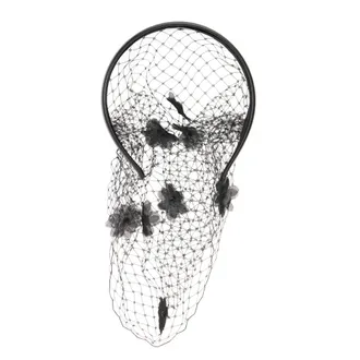 Red Valentino Hair Accessories, female, Black, Size: ONE SIZE Embellished Net Headband