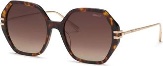 Chopard Stijlvolle Zwarte Zonnebril - Dames - Zonnebrillen - Bruin - 57 MM - Accessoires