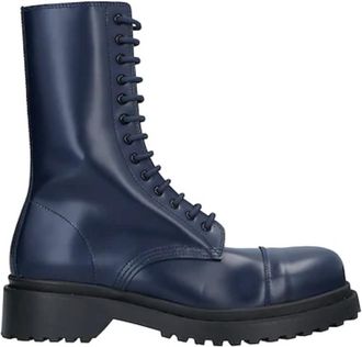 Balenciaga blue leather long combat boots Size 40
