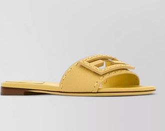 Fendi leather baguette sandals flat sole studded