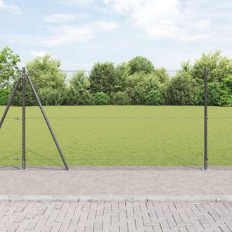 Berkfield Home Fencing Set Set of 2 Grey Steel 25 x 1.2 m Durable