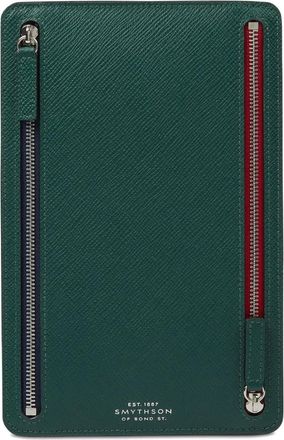 Smythson Panama multi-zip case - unisex - Grained Leather - One Size - Green
