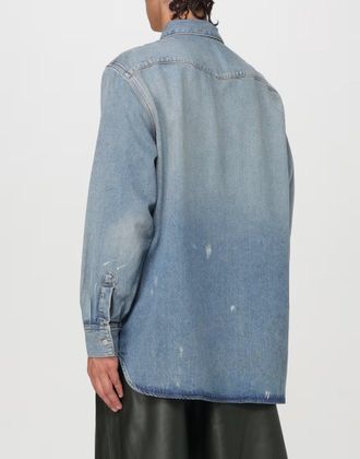 Acne Studios Mens Karty Distressed Denim Overshirt Blue Clothing > Coats & Jackets