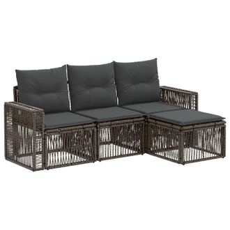 vidaXL Conjunto De Sof&aacute;s De Jard&iacute;n 4 Pcs Gris Y Gris Oscuro Vidaxl