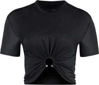 Paco Rabanne Tops, Dames, Zwart, L, Katoen, T-shirts