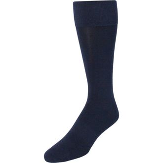 Trafalgar Store Chevalier Solid Over-The-Calf Pima Cotton Socks in Navy Blue at Nordstrom