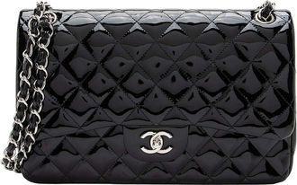 Chanel Black Leather Classic Jumbo Double Flap Bag (Authentic Pre-Loved)