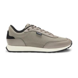 HUGO BOSS Hugo, Sneakers, male, Beige, Size: 12 US Running-Inspired Knit and Leather Trainers