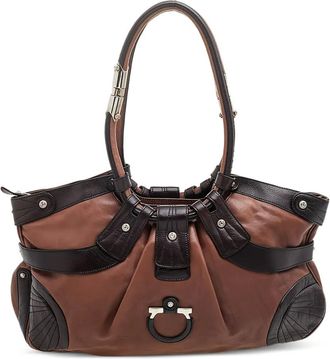 Ferragamo Borsa a spalla Gancini in pelle - Marrone