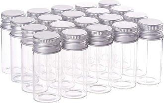 OEM Frascos Peque&ntilde;os De Vidrio Transparente, 20 Unidades, 20 Ml (30 &times; 50 Mm) Con Tap&oacute;n De Rosca De Aluminio Plateado, Aceites Y Polvos Secos