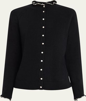 Lafayette 148 New York Pearl-Button Cashmere Cardigan