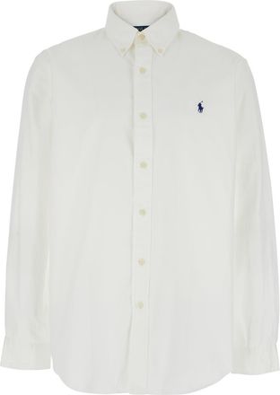 Polo Ralph Lauren White Shirt With Pony Embroidery On The Front In Cotton Man