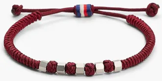 Tommy Hilfiger Mens Adjustable Braided Nylon Bracelet - Red