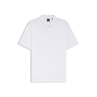 BOSS Vertical-stripe polo shirt in mercerised cotton
