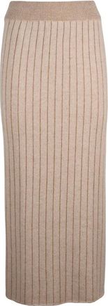 Eleventy Rokken, Dames, Beige, S, Wol, Lange gebreide rok