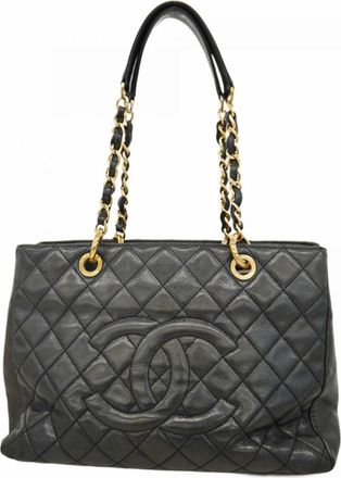 Chanel Black Grained Calfskin Tote Bag (Pre-Owned)