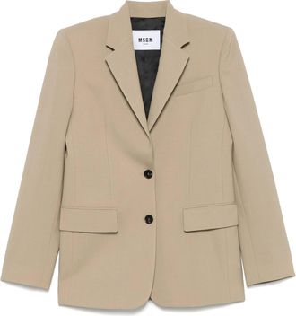 Msgm Tailored Notched Lapel Structured Wool Blazer