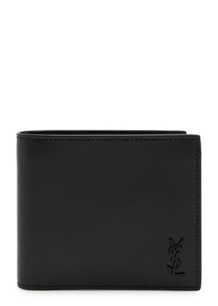 Saint Laurent Cassandre Leather Wallet - Black - One Size