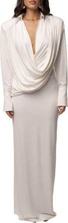 JLUXLABEL Poise Draped Maxi Dress in Ivory at Nordstrom, Size Medium