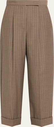 Max Mara Cropped Pinstripe Virgin Wool Pants