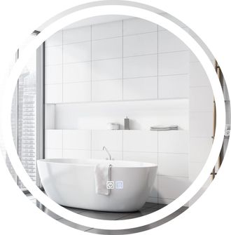 Costway Costway Espejo Led Redondo De 60 Cm/espejo De Ba&ntilde;o Montado En La Pared Con Brillo Y Temperatura De Color Ajustables, Interruptor T&aacute;ctil Y Funci&oacute;n Anti