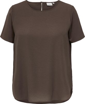 Only Carmakoma Shirtbluse ONLY CARMAKOMA CARVICA SS TOP WVN NOOS, Damen, Gr. 44, chocolate martini, Web, Obermaterial: 97% Polyester, 3% Elasthan, unifarben, regular