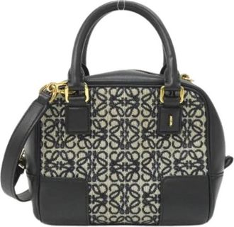 Loewe Pre-owned Amazona Square Anagram Jacquard Calf Bag - Dames - Vintage Mini Tas - Zwart - ONE Size - Leer - Vintage