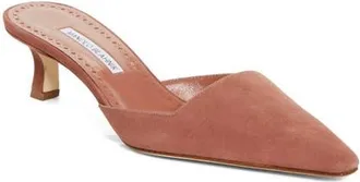 Manolo Blahnik Moiramu Pointed Toe Kitten Heel Mule in Medium Brown at Nordstrom, Size 10.5Us