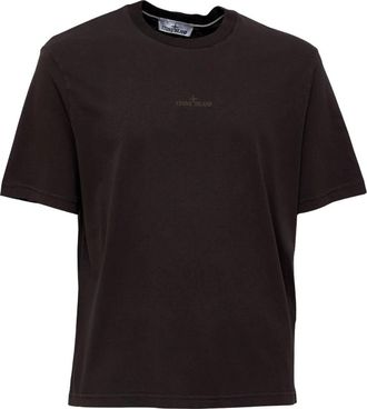 Stone Island Ribbed Crew Neck T-Shirt - Heren - T-shirts - Bruin - M - Katoen - Tops