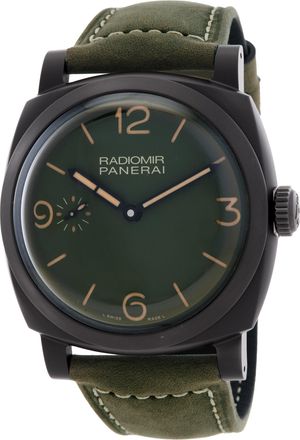 Officine Panerai Pre-owned Panerai Radiomir 48MM Hand Wind Military Green Dial Ceramic Mens 48 mm Watch PAM00997