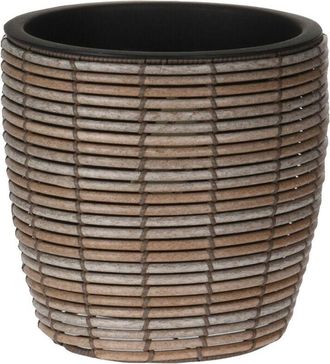 Mobili Rebecca Mobili Rebecca - Rebecca Mobili Macetero Polyrattan Maceta Peque&ntilde;a Marr&oacute;n Para Interior Y Exterior