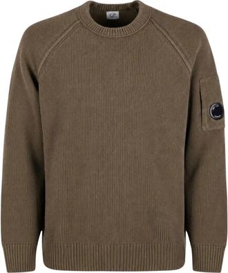C.P. Company C.p. Company - Chenille Cotton Lens Crewneck Trui - Heren - Truien - Bruin - Maat: L Katoen