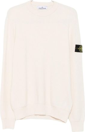 Stone Island Maglia Compass Logo White Crewneck Sweater