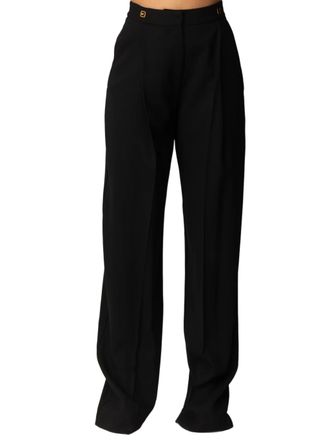 Elisabetta Franchi High Waist Wide-Leg Tailored Crease Pants