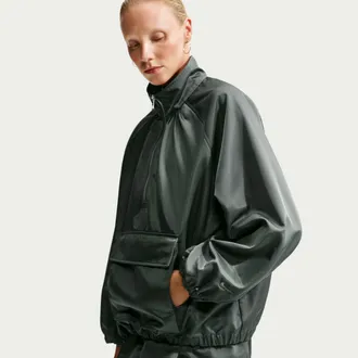 Nike Womens Nike Sportswear Satin 1/4-Zip Anorak in Green | IV4995-303