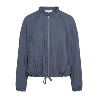 &Co Woman Jassen, Dames, Blauw, M, Polyester, Bomberjack met rucheskraag