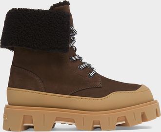 Moncler Peak Snowcap Shearling and Leather Ankle Boots