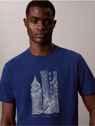 Calvin Klein Jeans Calvin Klein Mens NYC Print Graphic Tee - Blue - 2XL